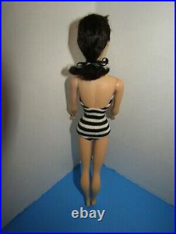 Vintage Pretty Number 3 #3 Brunette Barbie Doll In Swimsuit With #1 Black Shoes