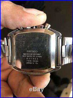 Vintage Rare Seiko Monaco Tank Chronograph Automatic Day-Date Flyback 7016-5020