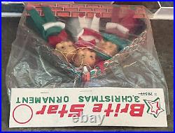 Vintage Sealed 3 Pack Rubber Head Pixie Elves Knee Hugger Christmas Ornaments