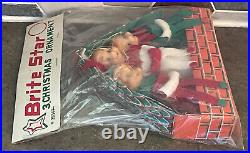 Vintage Sealed 3 Pack Rubber Head Pixie Elves Knee Hugger Christmas Ornaments