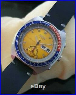 Vintage Seiko 6139 Pogue Chrono Pepsi Dial Automatic Pilots Man's Watch
