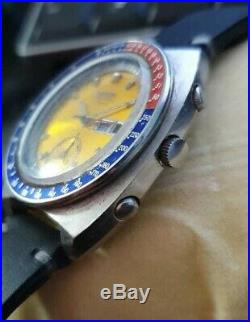 Vintage Seiko 6139 Pogue Chrono Pepsi Dial Automatic Pilots Man's Watch