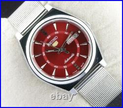 Vintage Seiko 6309A cherry red automatic men Japan working wrist watch. 37.5mm