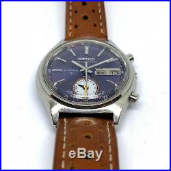 Vintage Seiko 7016-8001 automatic flyback chronograph, March 1973, panda dial