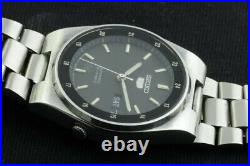 Vintage Seiko Black railway time 7s26 automatic Japan working wrist watch 36mm