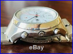 Vintage Seiko Chronograph 6139-7080 Automatic Watch All White Dial Japan