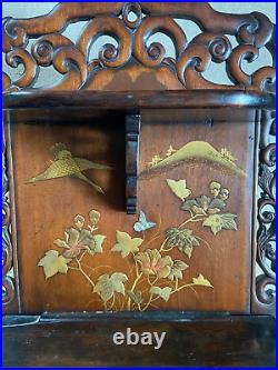 Vintage Set Of Japanese Shelves With Hand Painted Decoration