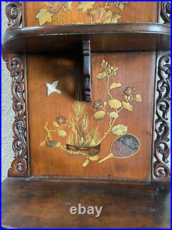 Vintage Set Of Japanese Shelves With Hand Painted Decoration