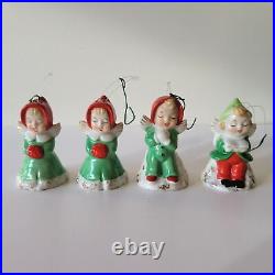 Vintage Set of 6 Ceramic ANGEL GIRLS Japan 1940's Christmas Ornaments
