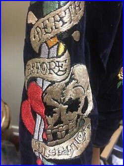 Vintage Sukajan Large Japan Bomber Jacket Reversible Embroidered RARE Skull