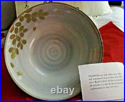 Vintage Tachikichi Hand Painted Gold Leaf Pottery Bowl Nib Olympus Salesman Gift