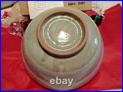 Vintage Tachikichi Hand Painted Gold Leaf Pottery Bowl Nib Olympus Salesman Gift