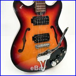 Vintage Teisco Style Electric Guitar MIJ Japan Tremolo Sunburst Hollowbody