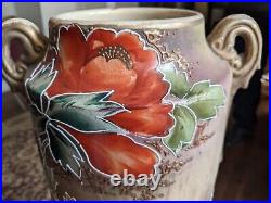 Vintage Unmarked Nippon Hand Painted Moriage Vase Urn Flowers Double Handle 16