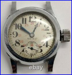 Vintage WWII Seiko Seikosha 7 jewel double case Military watch runs for repair