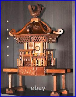 Vintage Wooden Mikoshi Sculpture OKIMONO Blessings & Intricate Craftsmanship