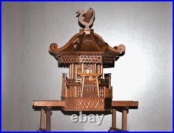 Vintage Wooden Mikoshi Sculpture OKIMONO Blessings & Intricate Craftsmanship