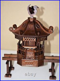 Vintage Wooden Mikoshi Sculpture OKIMONO Blessings & Intricate Craftsmanship