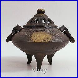 Vintage antique incense burner, iron KOURO, 15-17.5cm, Japanese Art