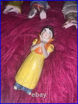 Vintage antique porcelain Ceramic Snow white and the 7 dwarves figurines