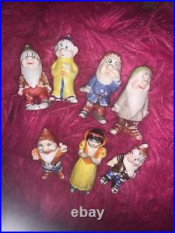 Vintage antique porcelain Ceramic Snow white and the 7 dwarves figurines