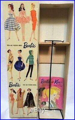 Vntg Barbie Blonde #5 Ponytail Doll withOrig Box LinerWrist TagStandS/S+ NM