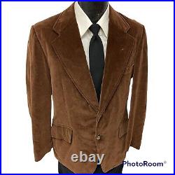 Vtg 70's Envoy RETRO Men's Mod Sport Coat Brown Velvet Jacket Velour Blazer 40 R