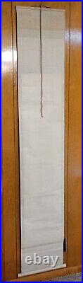 Vtg Japanese Hanging Scroll Art Hand Painted White Satin Nandin Post 1940 Bone