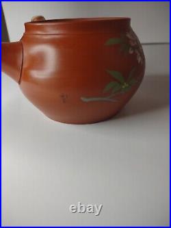 Vtg Japanese Tokoname Kyusu Vermillion Teapot Red Clay Handmade 200ml