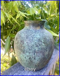 Vtg Murashido Brass Patinated Verdigris VASE Urn/ Jug Style 7.5 Tall EUC