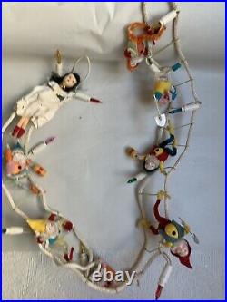 Vtg Snow White Seven Dwarfs Rope Ladder Elf Christmas Lights Decoration Rare