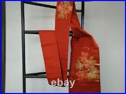 Women's Kimono Nagoya Obi Flower pattern Retro Vintage Antique Japan