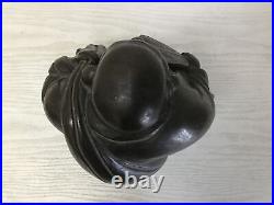 Y1365 STATUE Bizen-ware Hotei signed okimono Japan vintage antique buddha figure