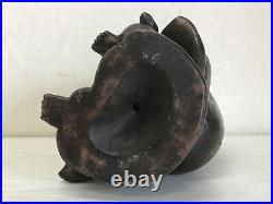 Y1365 STATUE Bizen-ware Hotei signed okimono Japan vintage antique buddha figure