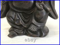 Y1365 STATUE Bizen-ware Hotei signed okimono Japan vintage antique buddha figure