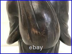 Y1365 STATUE Bizen-ware Hotei signed okimono Japan vintage antique buddha figure