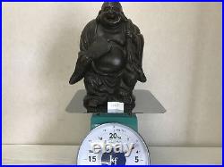 Y1365 STATUE Bizen-ware Hotei signed okimono Japan vintage antique buddha figure