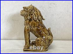 Y1684 OKIMONO Seto-ware Guardian Dog figurine signed box Japan antique vintage