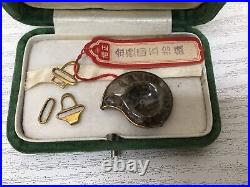 Y2298 OBIDOME Sash Clip brooch Ammonite box Japanese Kimono vintage antique