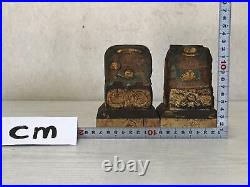 Y2345 STATUE Wood carving Ebisu Daikoku deity figure Japan vintage antique