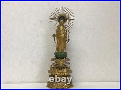 Y2393 STATUE Amida Nyorai Amithaba figure crystal eyes Japan vintage antique