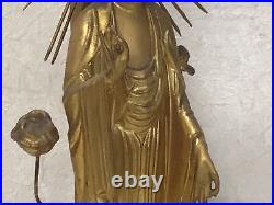 Y2393 STATUE Amida Nyorai Amithaba figure crystal eyes Japan vintage antique