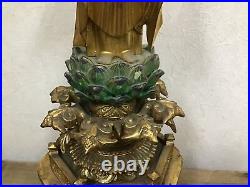 Y2393 STATUE Amida Nyorai Amithaba figure crystal eyes Japan vintage antique