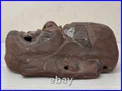 Y2864 NOH MASK Three-eyed wood carving omen Japan vintage antique traditional