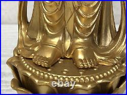 Y3061 STATUE metal Sho Kannon figure figurine signed Japan vintage antique