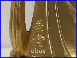 Y3061 STATUE metal Sho Kannon figure figurine signed Japan vintage antique