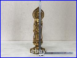 Y3061 STATUE metal Sho Kannon figure figurine signed Japan vintage antique