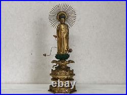 Y3064 STATUE Amida Nyorai figure figurine glass eyes Japan vintage antique