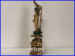 Y3064 STATUE Amida Nyorai figure figurine glass eyes Japan vintage antique