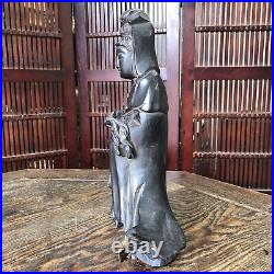 Y3373 STATUE Wood carving Kannon figure figurine signed Japan vintage antique